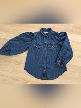 Free People We The Free With Love Denim Western Shirt Large